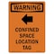 Signmission OSHA Sign, Confined Space Location, 24in X 18in Plastic, 18" W, 24" H, Portrait, WS-P-1824-V-13041 OS-WS-P-1824-V-13041 - alternate 1